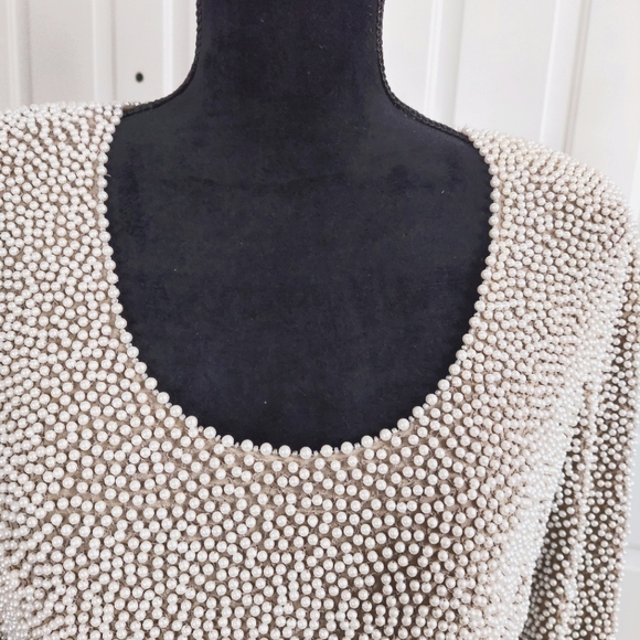 ♥️♥️Unique,extraordinary by Riazee Boutique Beaded "Pearls"Top  Size 6 - Picture 4 of 11